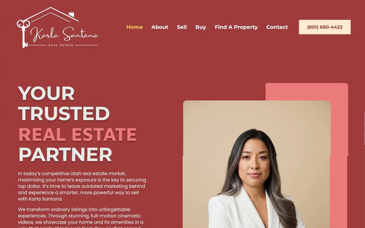 Captura del sitio web de Utah Homes with Karla